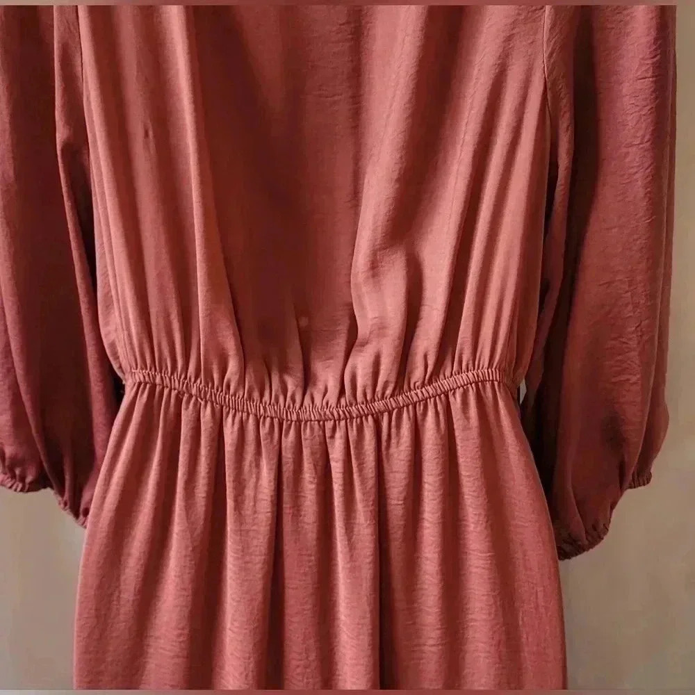 BaeVely high-low tie front dress, size medium, color Baked Rose - Picture 9 of 12